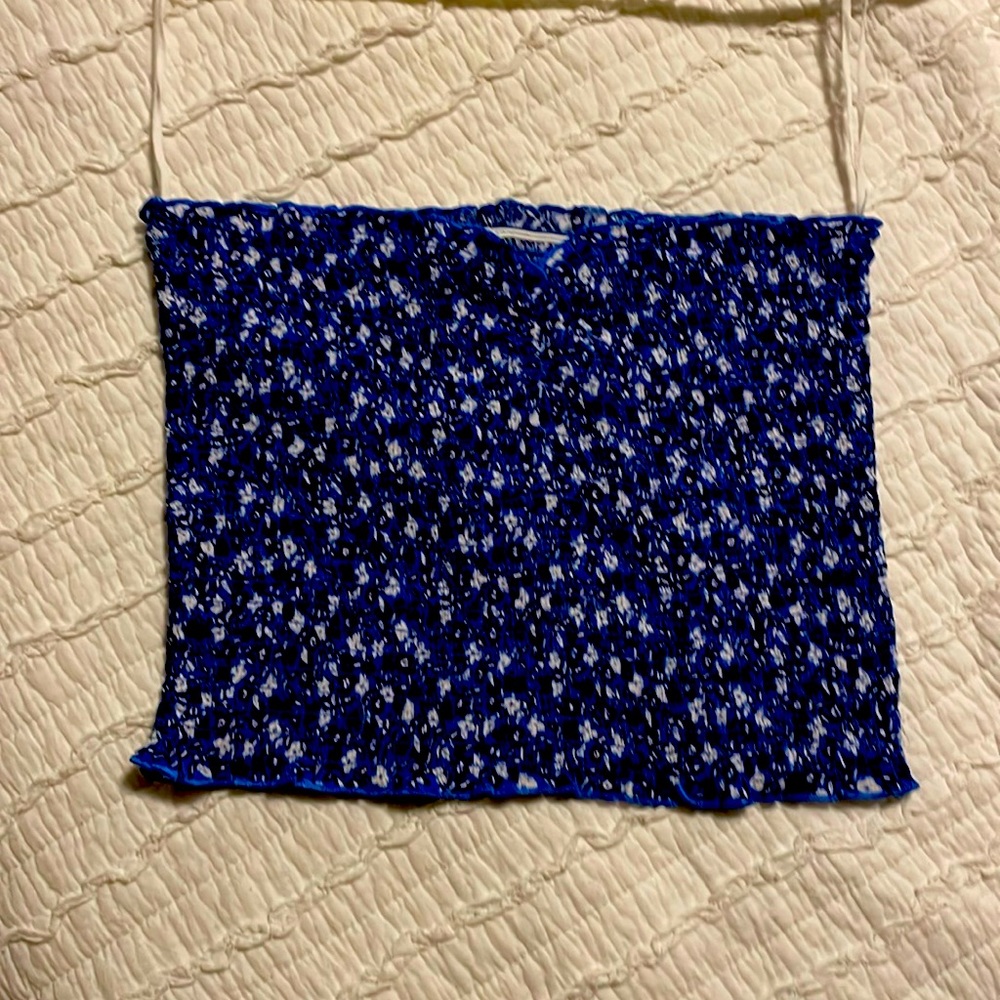 Aerie Blue Floral Tube Top, small NWT